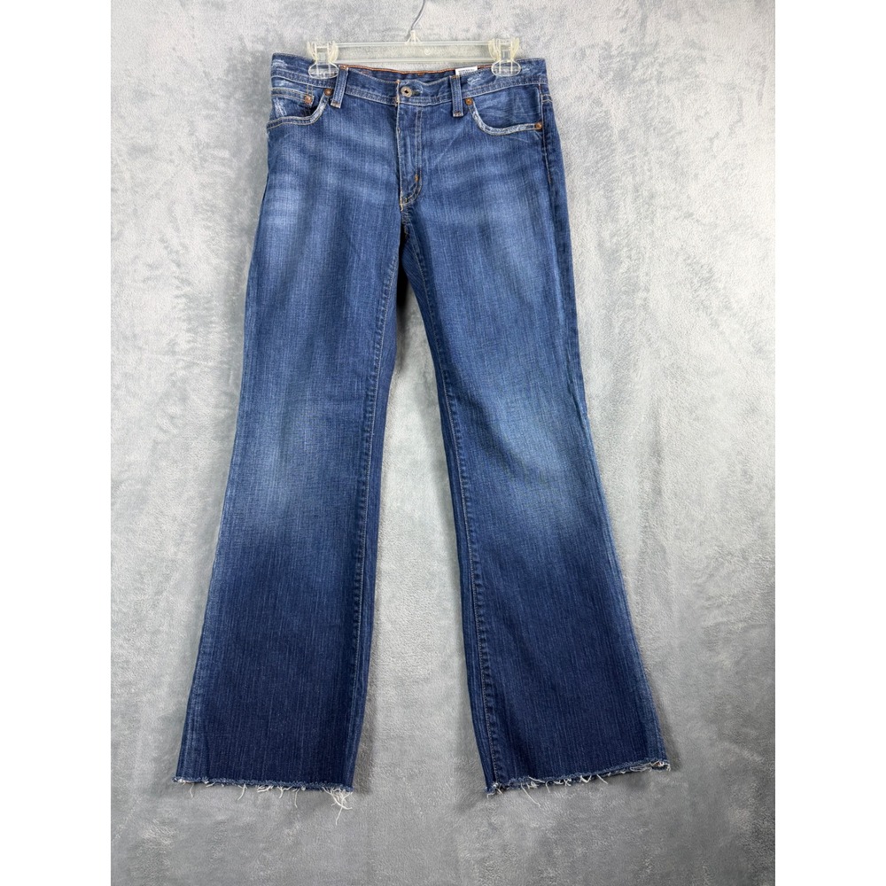 Polo Ralph Lauren Women 8 Blue Kelly Jean Bootcut Raw Hem Stretch Y2K Boho Denim